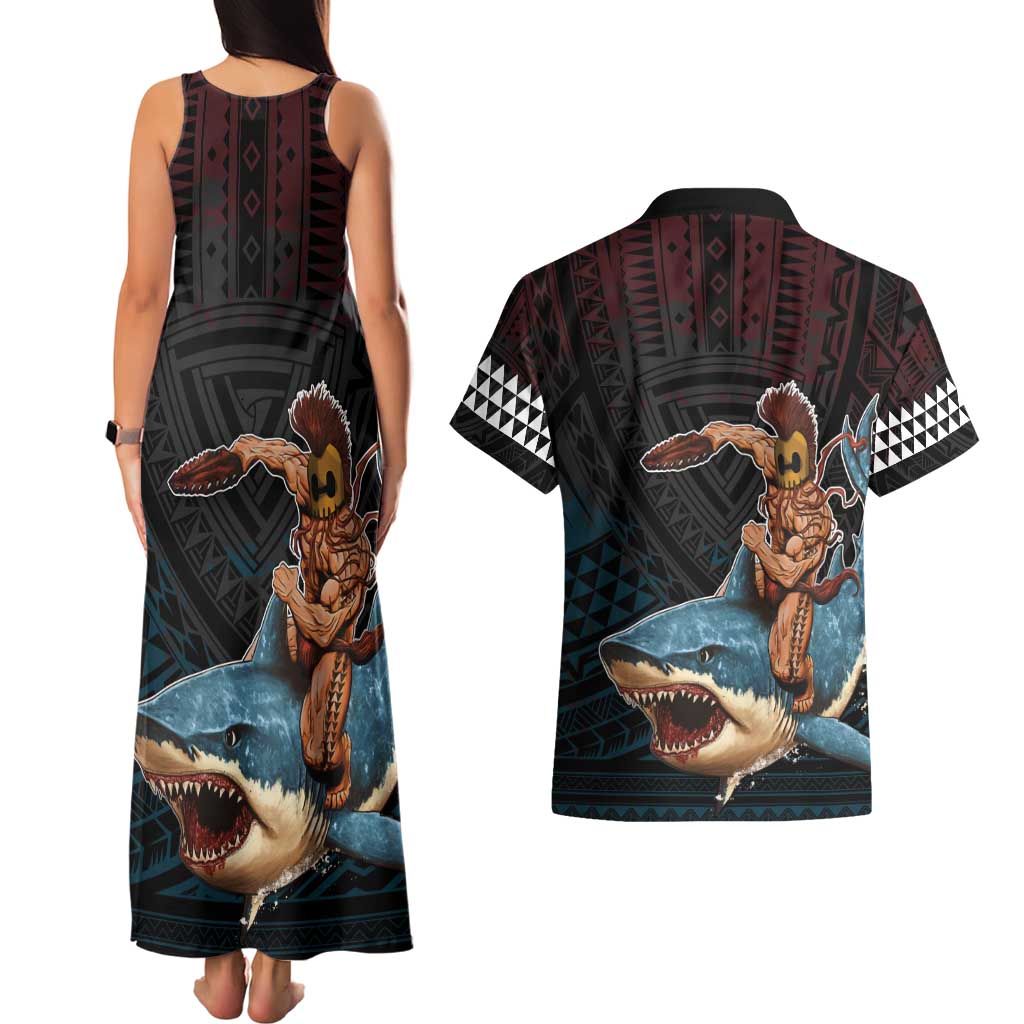 Hawaii Ikaika Couples Matching Tank Maxi Dress and Hawaiian Shirt Hawaiian Mythic Koa Tribal Warrior LT05 - Polynesian Pride