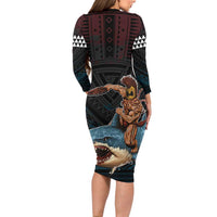 Hawaii Ikaika Family Matching Long Sleeve Bodycon Dress and Hawaiian Shirt Hawaiian Mythic Koa Tribal Warrior LT05 - Polynesian Pride