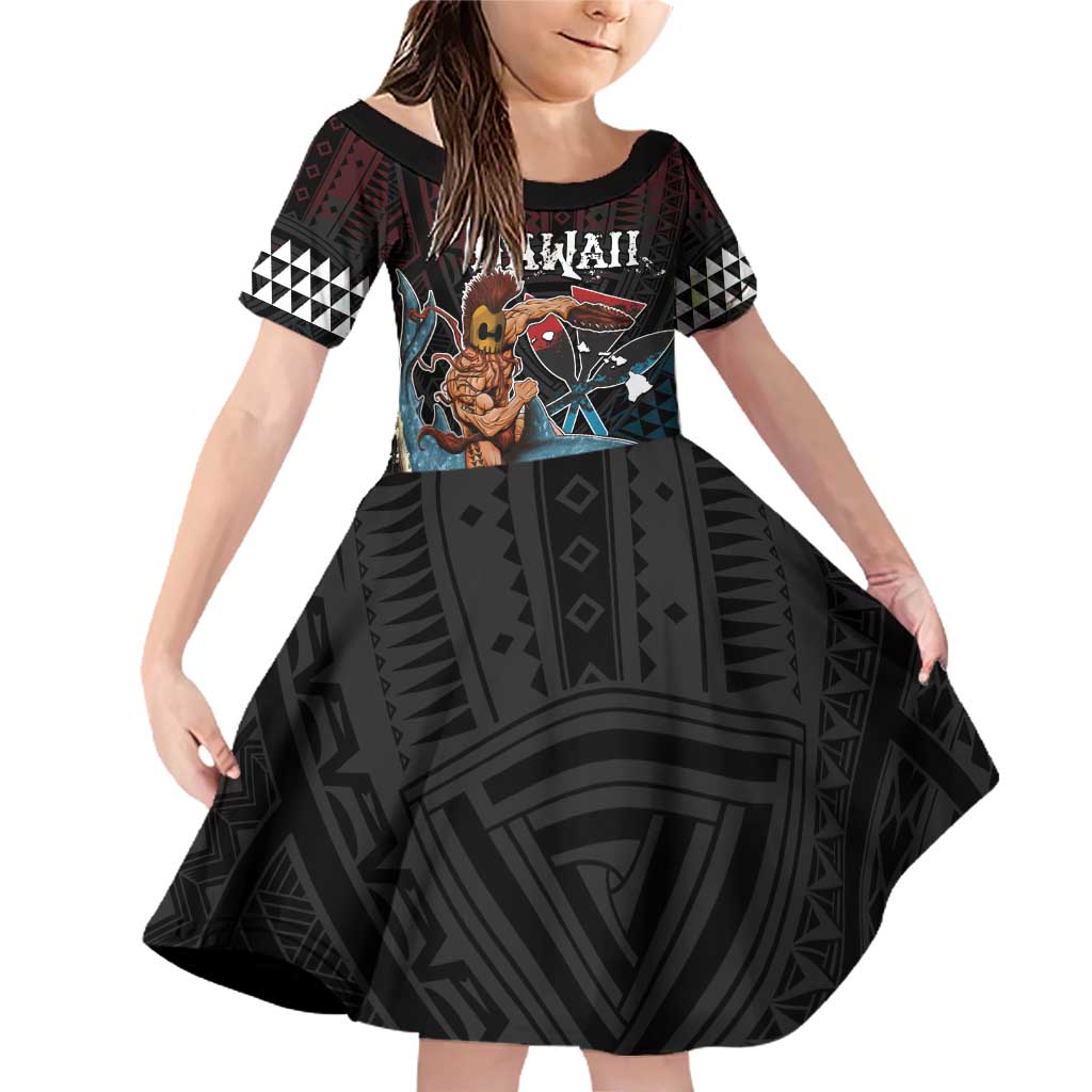 Hawaii Ikaika Family Matching Off Shoulder Short Dress and Hawaiian Shirt Hawaiian Mythic Koa Tribal Warrior