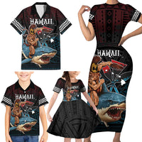 Hawaii Ikaika Family Matching Short Sleeve Bodycon Dress and Hawaiian Shirt Hawaiian Mythic Koa Tribal Warrior LT05 - Polynesian Pride