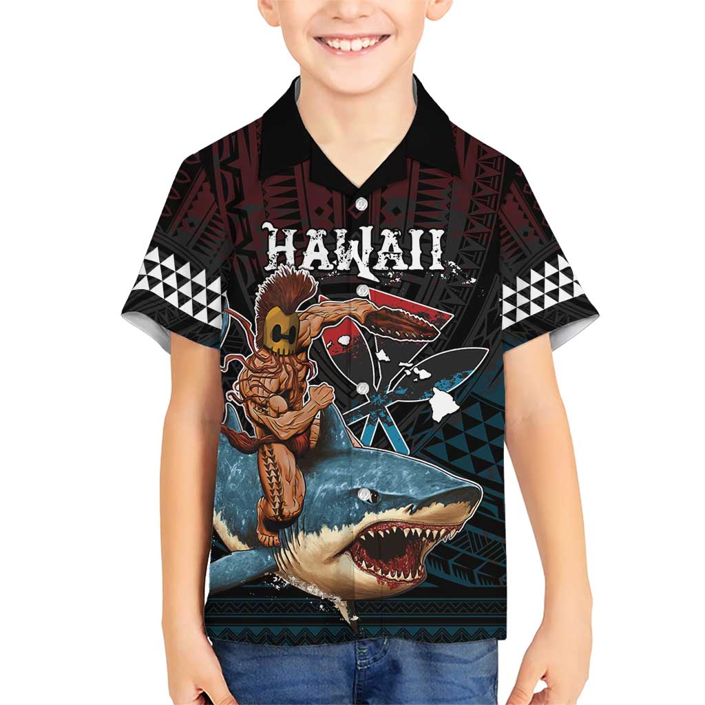 Hawaii Ikaika Family Matching Short Sleeve Bodycon Dress and Hawaiian Shirt Hawaiian Mythic Koa Tribal Warrior LT05 Son's Shirt Black - Polynesian Pride