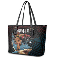 Hawaii Ikaika Leather Tote Bag Hawaiian Mythic Koa Tribal Warrior LT05 - Polynesian Pride