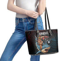 Hawaii Ikaika Leather Tote Bag Hawaiian Mythic Koa Tribal Warrior LT05 - Polynesian Pride