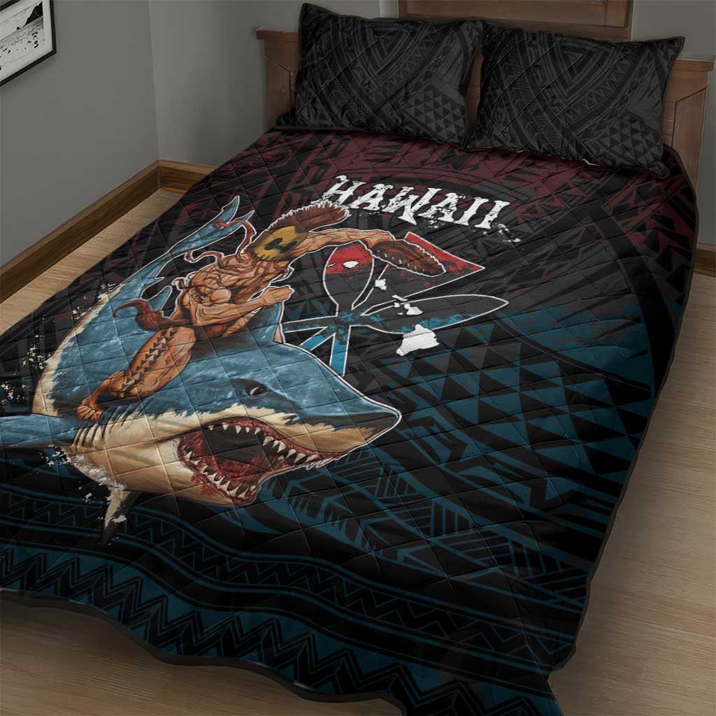 Hawaii Ikaika Quilt Bed Set Hawaiian Mythic Koa Tribal Warrior