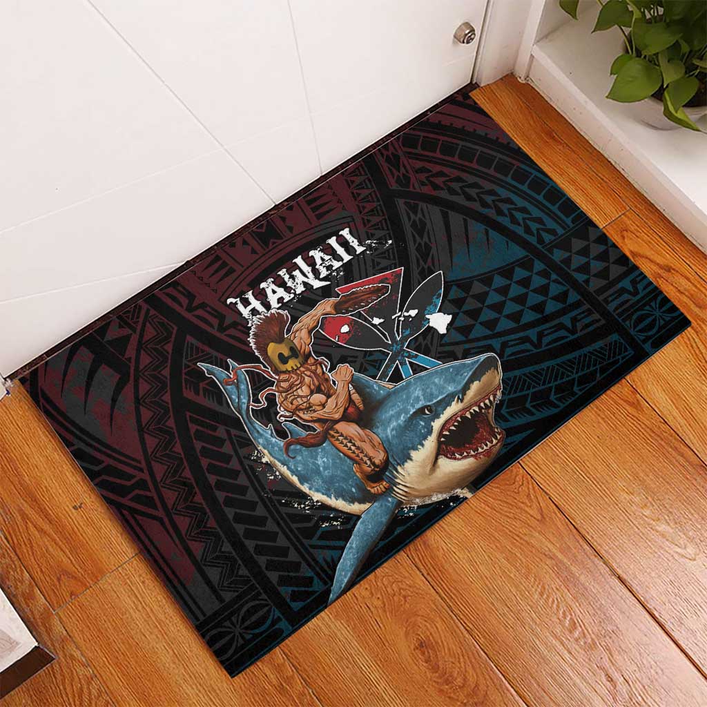 Hawaii Ikaika Rubber Doormat Hawaiian Mythic Koa Tribal Warrior LT05 - Polynesian Pride