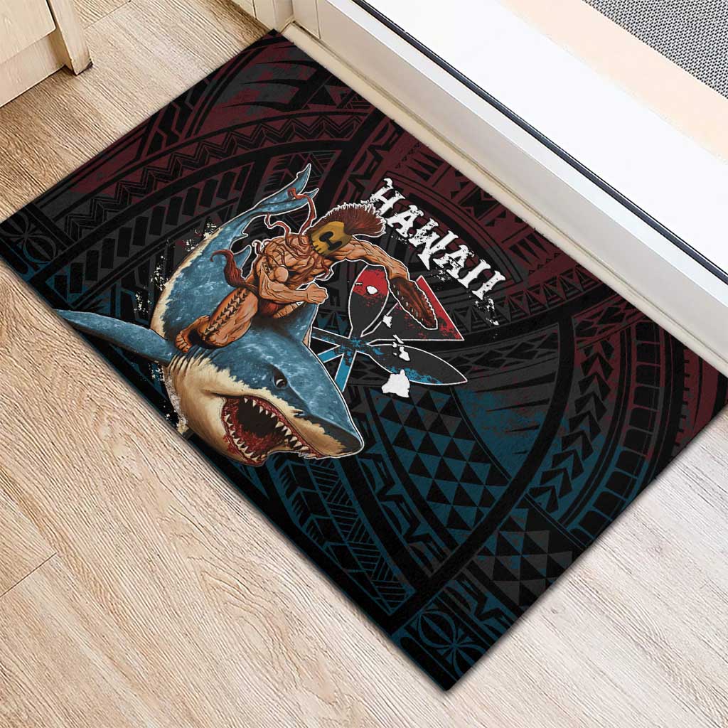 Hawaii Ikaika Rubber Doormat Hawaiian Mythic Koa Tribal Warrior LT05 - Polynesian Pride