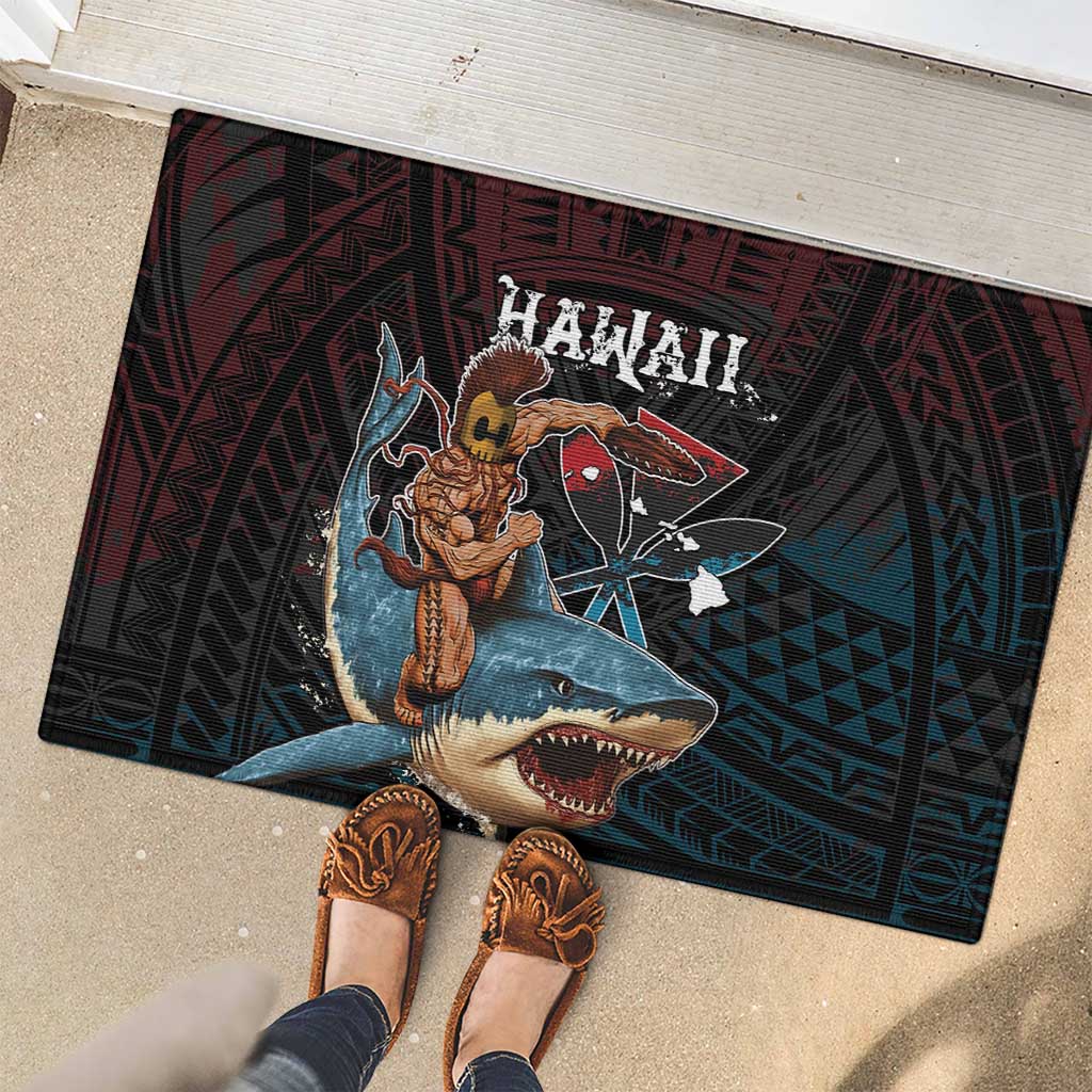 Hawaii Ikaika Rubber Doormat Hawaiian Mythic Koa Tribal Warrior LT05 - Polynesian Pride