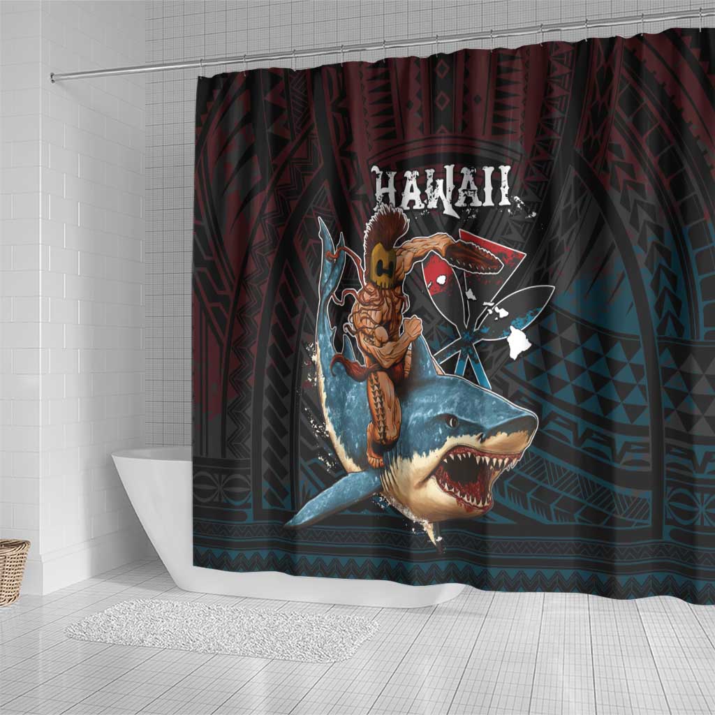 Hawaii Ikaika Shower Curtain Hawaiian Mythic Koa Tribal Warrior