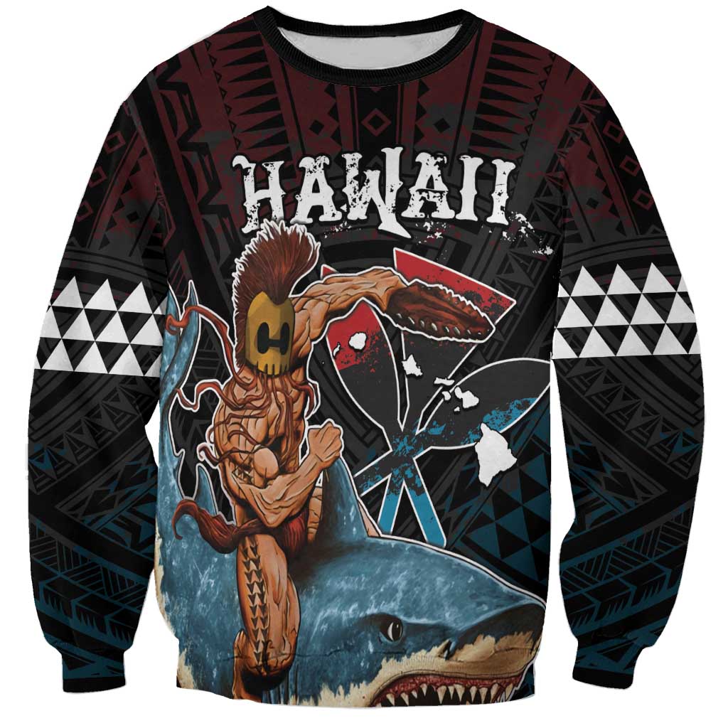 Hawaii Ikaika Sweatshirt Hawaiian Mythic Koa Tribal Warrior LT05 Unisex Black - Polynesian Pride
