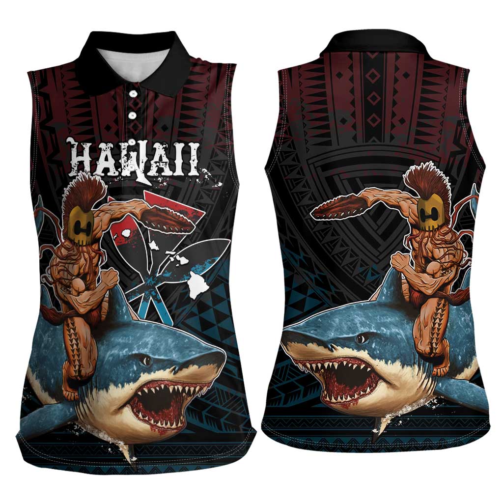 Hawaii Ikaika Women Sleeveless Polo Shirt Hawaiian Mythic Koa Tribal Warrior LT05 - Polynesian Pride