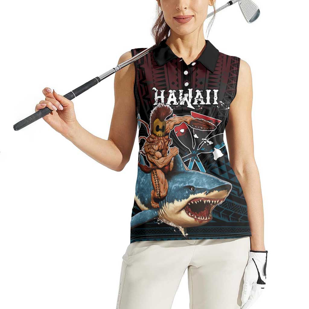 Hawaii Ikaika Women Sleeveless Polo Shirt Hawaiian Mythic Koa Tribal Warrior LT05 - Polynesian Pride