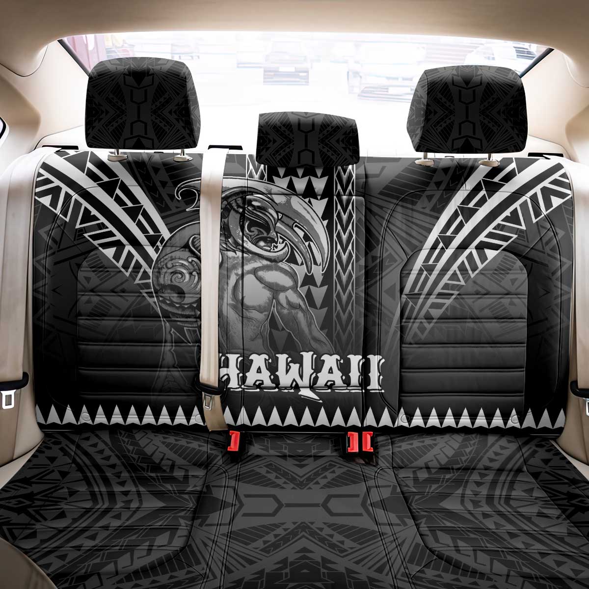 Hawaiian Ikaika Warrior Back Car Seat Cover Tribal Pattern LT05 - Polynesian Pride