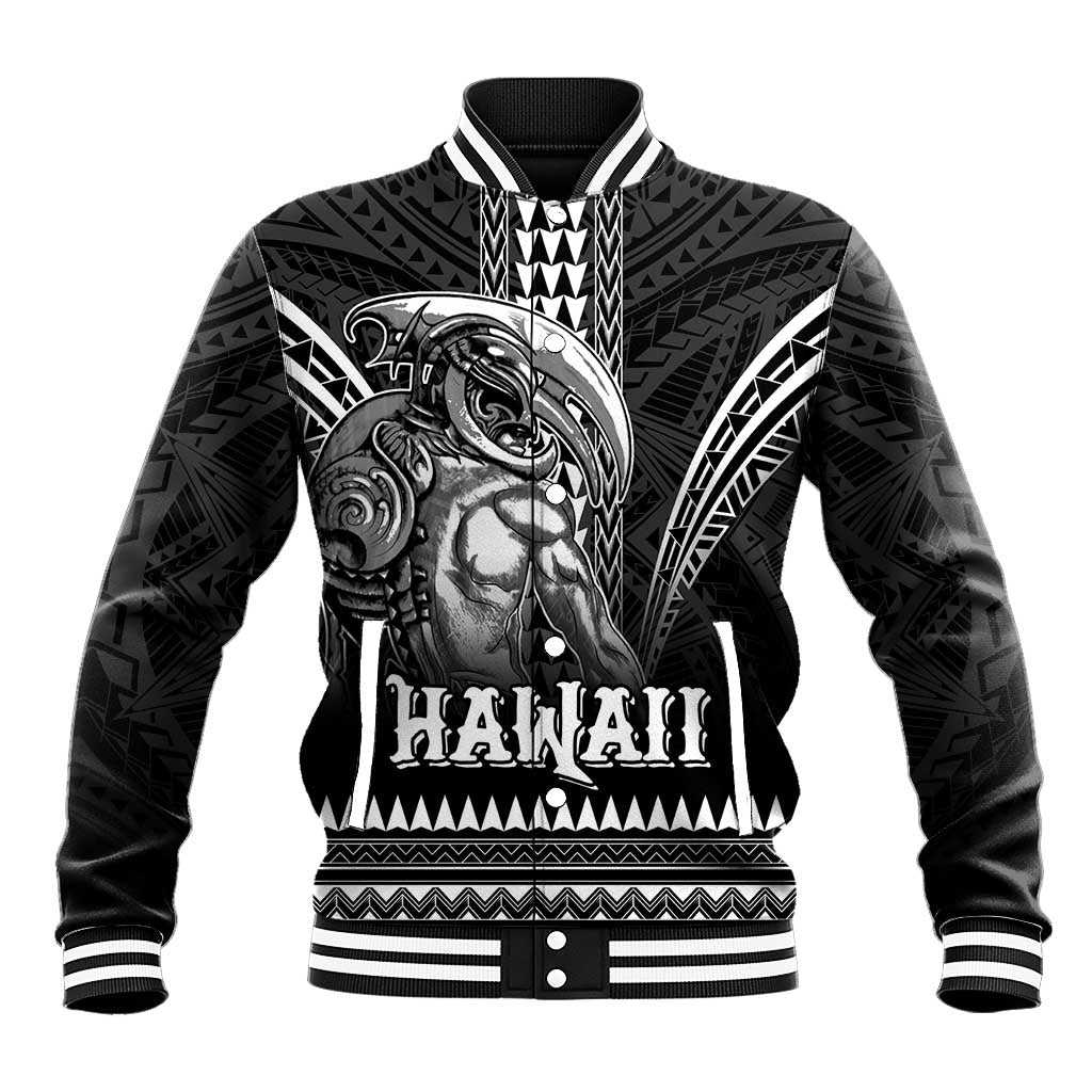 Hawaiian Ikaika Warrior Baseball Jacket Tribal Pattern LT05 Unisex Black - Polynesian Pride