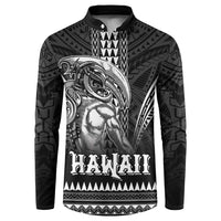 Hawaiian Ikaika Warrior Button Sweatshirt Tribal Pattern LT05 Black - Polynesian Pride