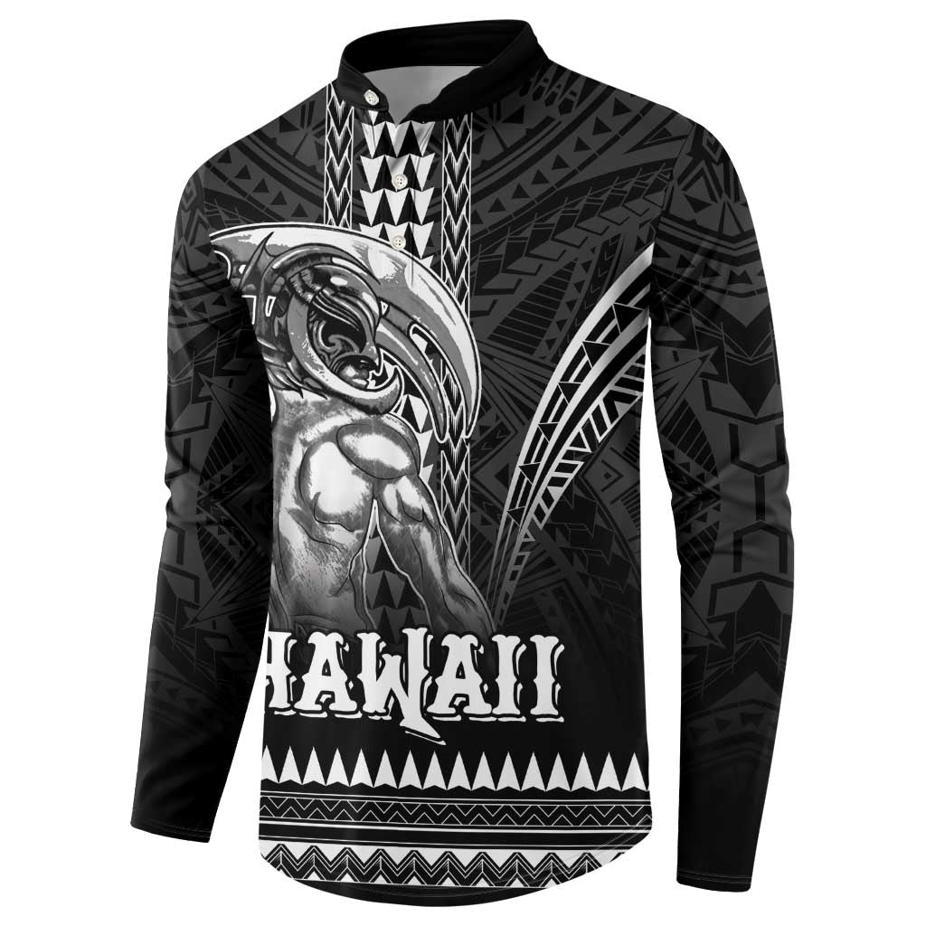 Hawaiian Ikaika Warrior Button Sweatshirt Tribal Pattern LT05 - Polynesian Pride