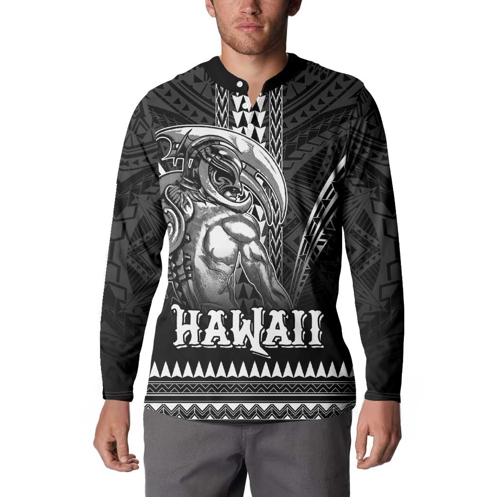 Hawaiian Ikaika Warrior Button Sweatshirt Tribal Pattern LT05 - Polynesian Pride