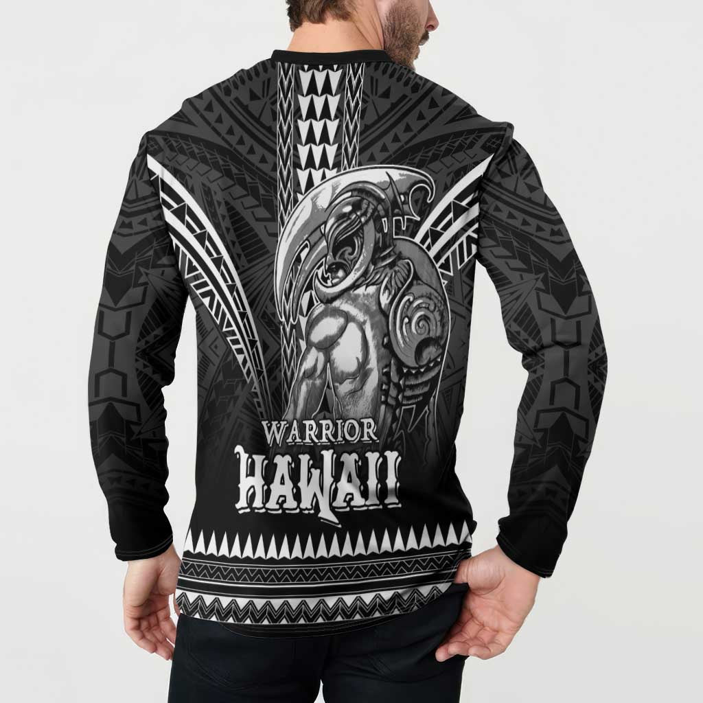 Hawaiian Ikaika Warrior Button Sweatshirt Tribal Pattern LT05 - Polynesian Pride