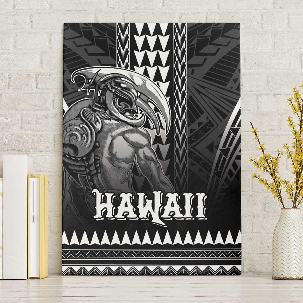 Hawaiian Ikaika Warrior Canvas Wall Art Tribal Pattern LT05 Without Frame Black - Polynesian Pride