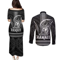 Hawaiian Ikaika Warrior Couples Matching Puletasi and Long Sleeve Button Shirt Tribal Pattern LT05 - Polynesian Pride