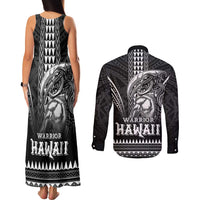 Hawaiian Ikaika Warrior Couples Matching Tank Maxi Dress and Long Sleeve Button Shirt Tribal Pattern LT05 - Polynesian Pride