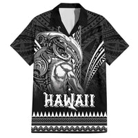 Hawaiian Ikaika Warrior Family Matching Off Shoulder Maxi Dress and Hawaiian Shirt Tribal Pattern LT05 Dad's Shirt - Short Sleeve Black - Polynesian Pride