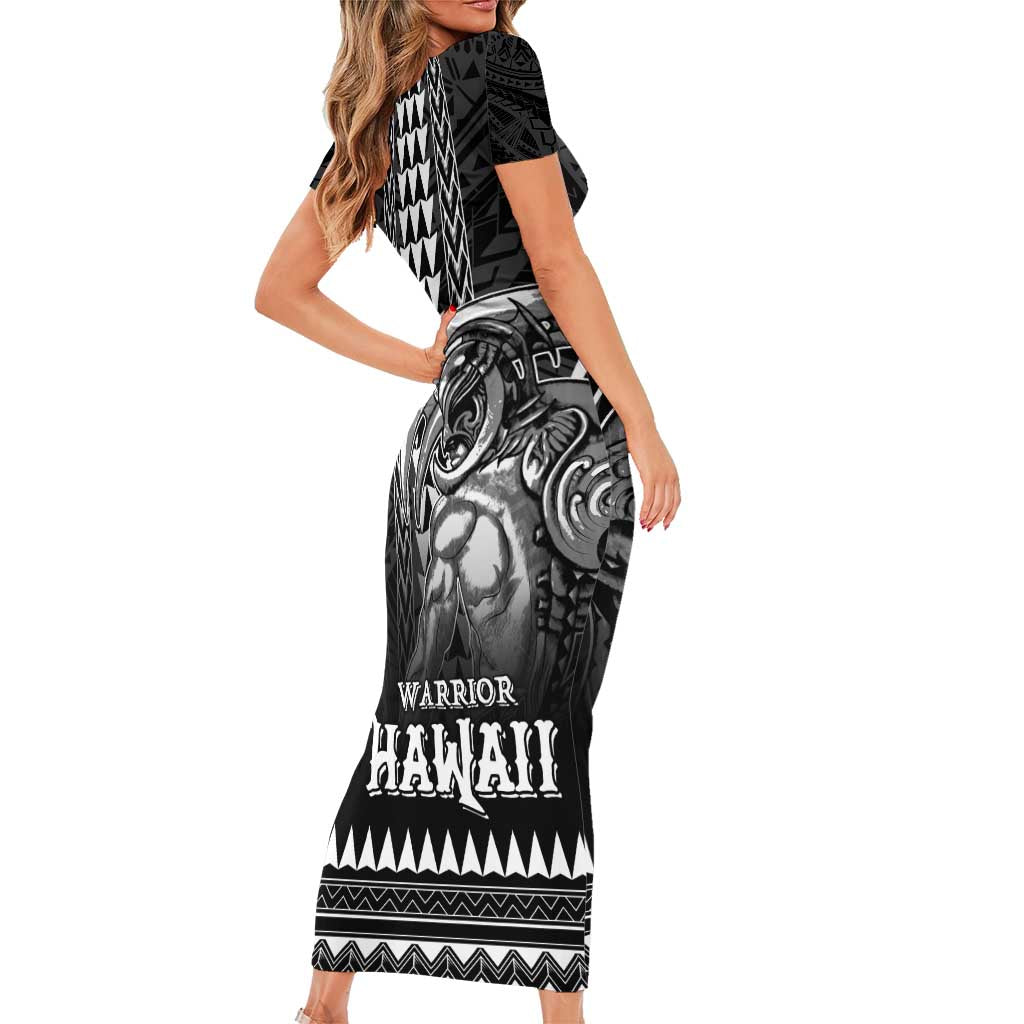 Hawaiian Ikaika Warrior Family Matching Short Sleeve Bodycon Dress and Hawaiian Shirt Tribal Pattern LT05 - Polynesian Pride