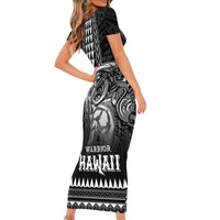 Hawaiian Ikaika Warrior Family Matching Short Sleeve Bodycon Dress and Hawaiian Shirt Tribal Pattern LT05 - Polynesian Pride