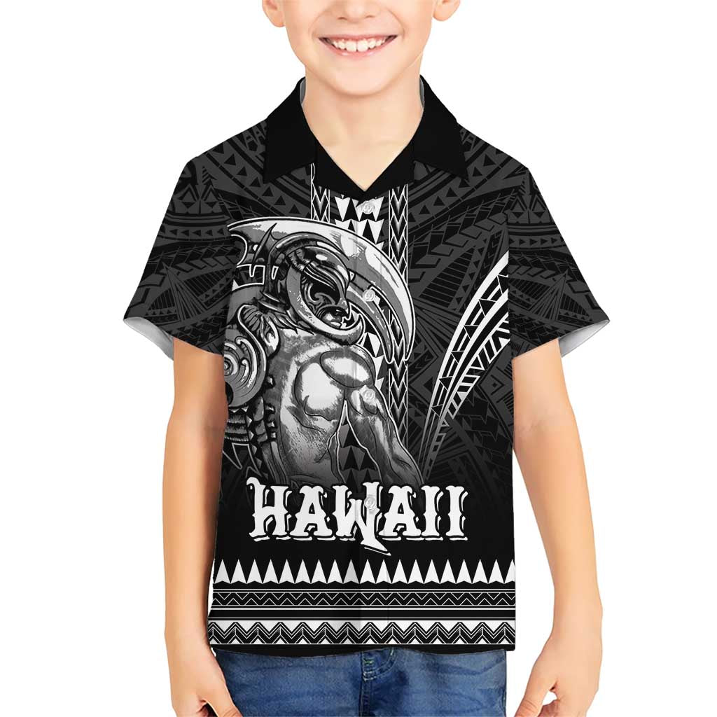 Hawaiian Ikaika Warrior Family Matching Short Sleeve Bodycon Dress and Hawaiian Shirt Tribal Pattern LT05 Son's Shirt Black - Polynesian Pride