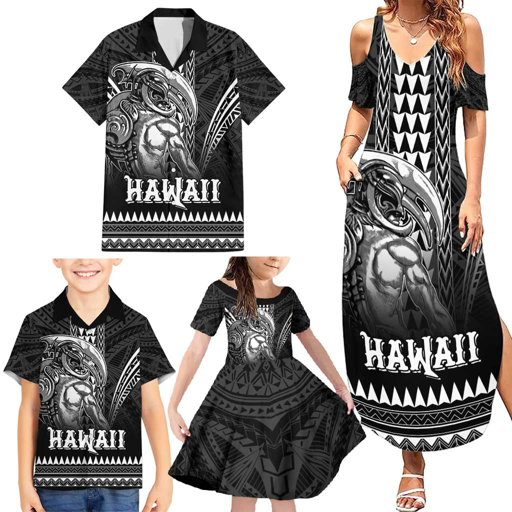 Hawaiian Ikaika Warrior Family Matching Summer Maxi Dress and Hawaiian Shirt Tribal Pattern LT05 - Polynesian Pride