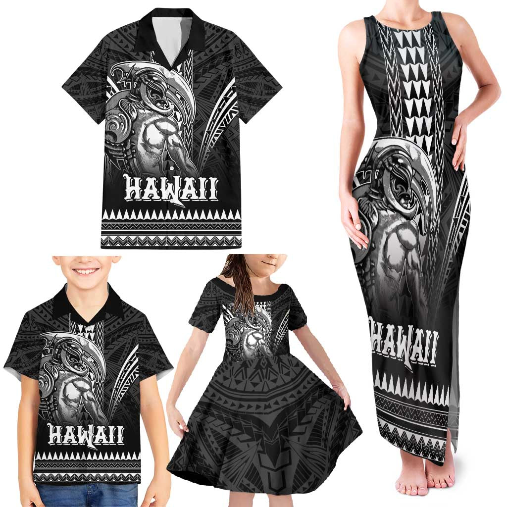 Hawaiian Ikaika Warrior Family Matching Tank Maxi Dress and Hawaiian Shirt Tribal Pattern LT05 - Polynesian Pride