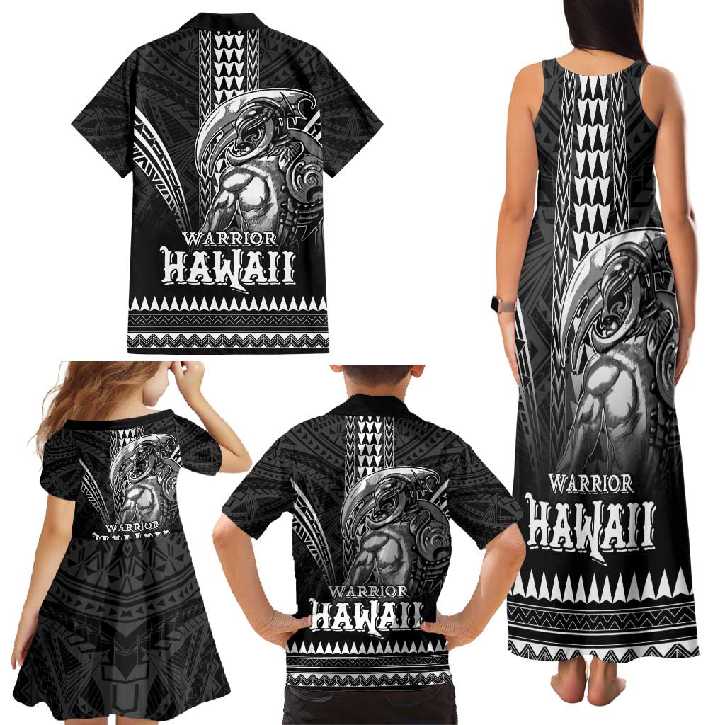 Hawaiian Ikaika Warrior Family Matching Tank Maxi Dress and Hawaiian Shirt Tribal Pattern LT05 - Polynesian Pride