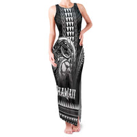 Hawaiian Ikaika Warrior Family Matching Tank Maxi Dress and Hawaiian Shirt Tribal Pattern LT05 Mom's Dress Black - Polynesian Pride
