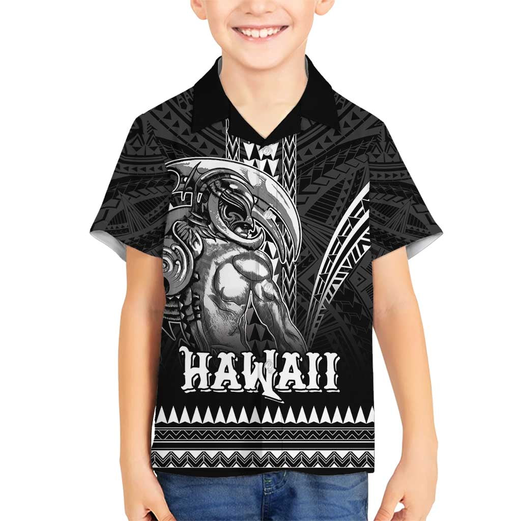 Hawaiian Ikaika Warrior Family Matching Tank Maxi Dress and Hawaiian Shirt Tribal Pattern LT05 Son's Shirt Black - Polynesian Pride