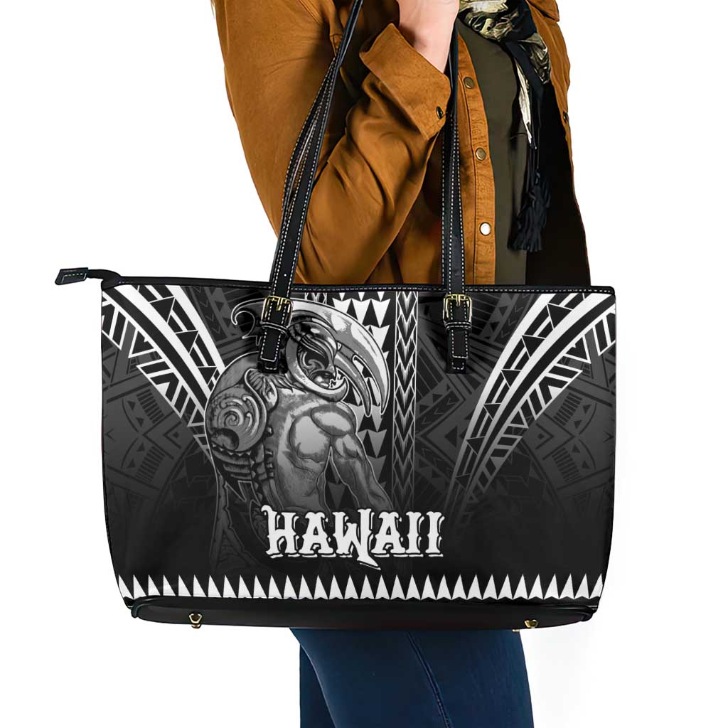 Hawaiian Ikaika Warrior Leather Tote Bag Tribal Pattern LT05 - Polynesian Pride
