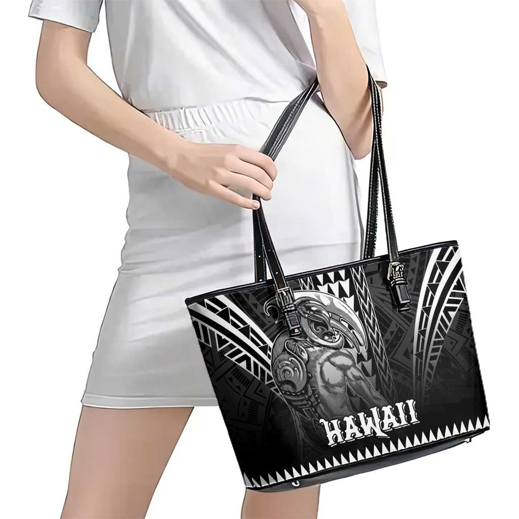 Hawaiian Ikaika Warrior Leather Tote Bag Tribal Pattern LT05 - Polynesian Pride