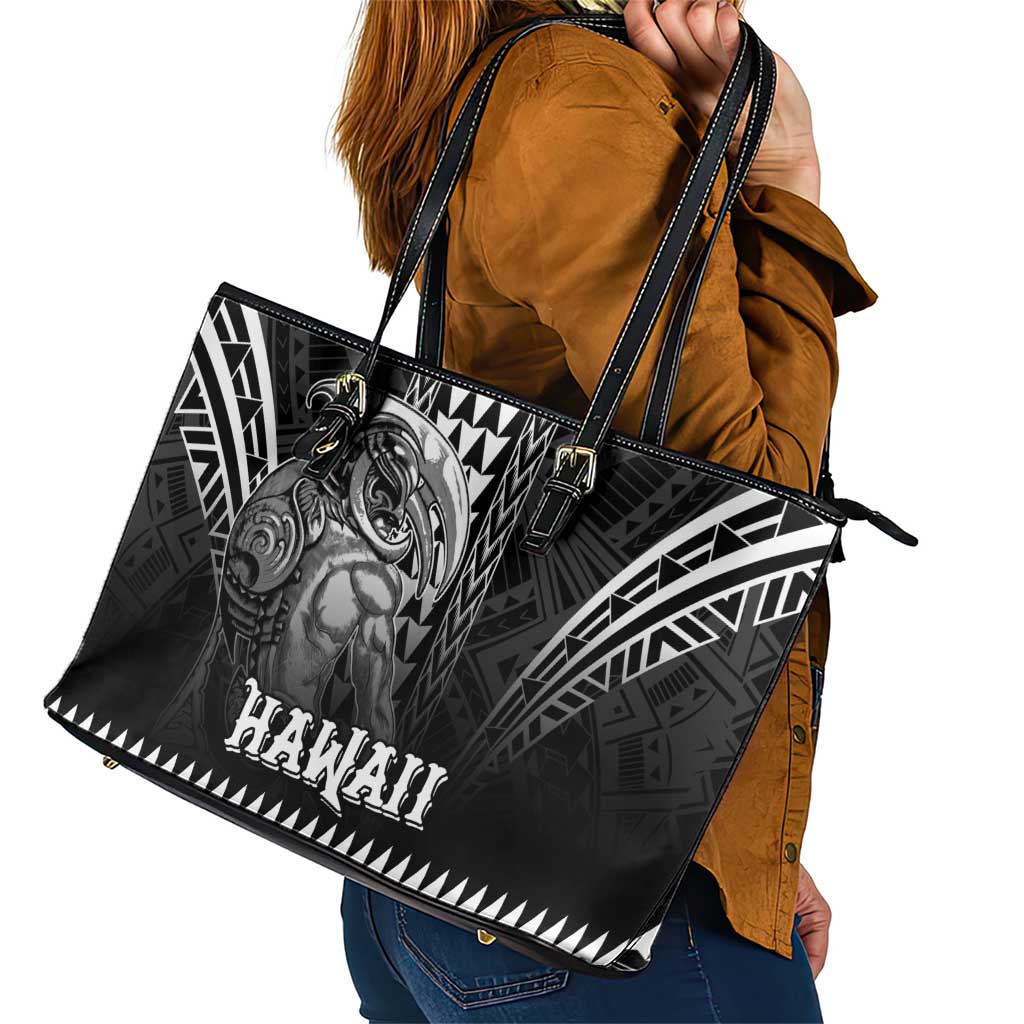 Hawaiian Ikaika Warrior Leather Tote Bag Tribal Pattern LT05 - Polynesian Pride