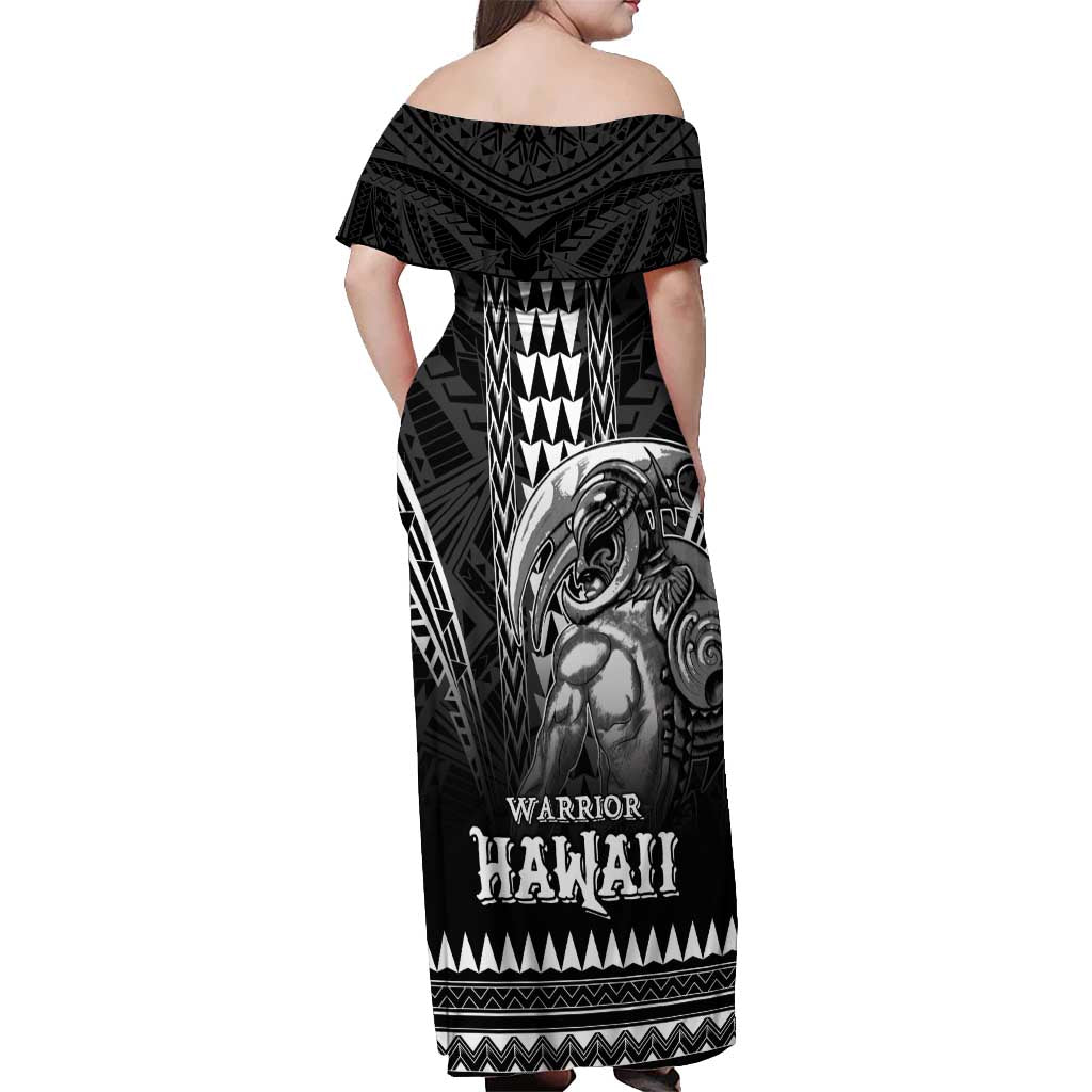 Hawaiian Ikaika Warrior Off Shoulder Maxi Dress Tribal Pattern LT05 - Polynesian Pride
