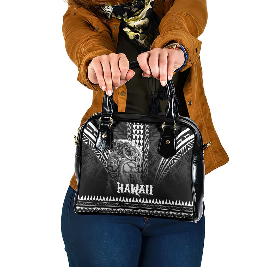 Hawaiian Ikaika Warrior Shoulder Handbag Tribal Pattern LT05 One Size Black - Polynesian Pride