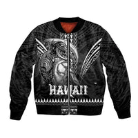 Hawaiian Ikaika Warrior Sleeve Zip Bomber Jacket Tribal Pattern LT05 Unisex Black - Polynesian Pride