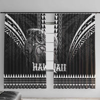 Hawaiian Ikaika Warrior Window Curtain Tribal Pattern LT05 With Hooks Black - Polynesian Pride