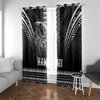 Hawaiian Ikaika Warrior Window Curtain Tribal Pattern LT05 With Grommets Black - Polynesian Pride