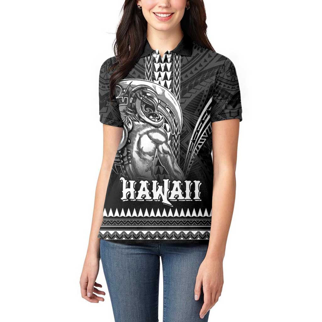 Hawaiian Ikaika Warrior Women Polo Shirt Tribal Pattern