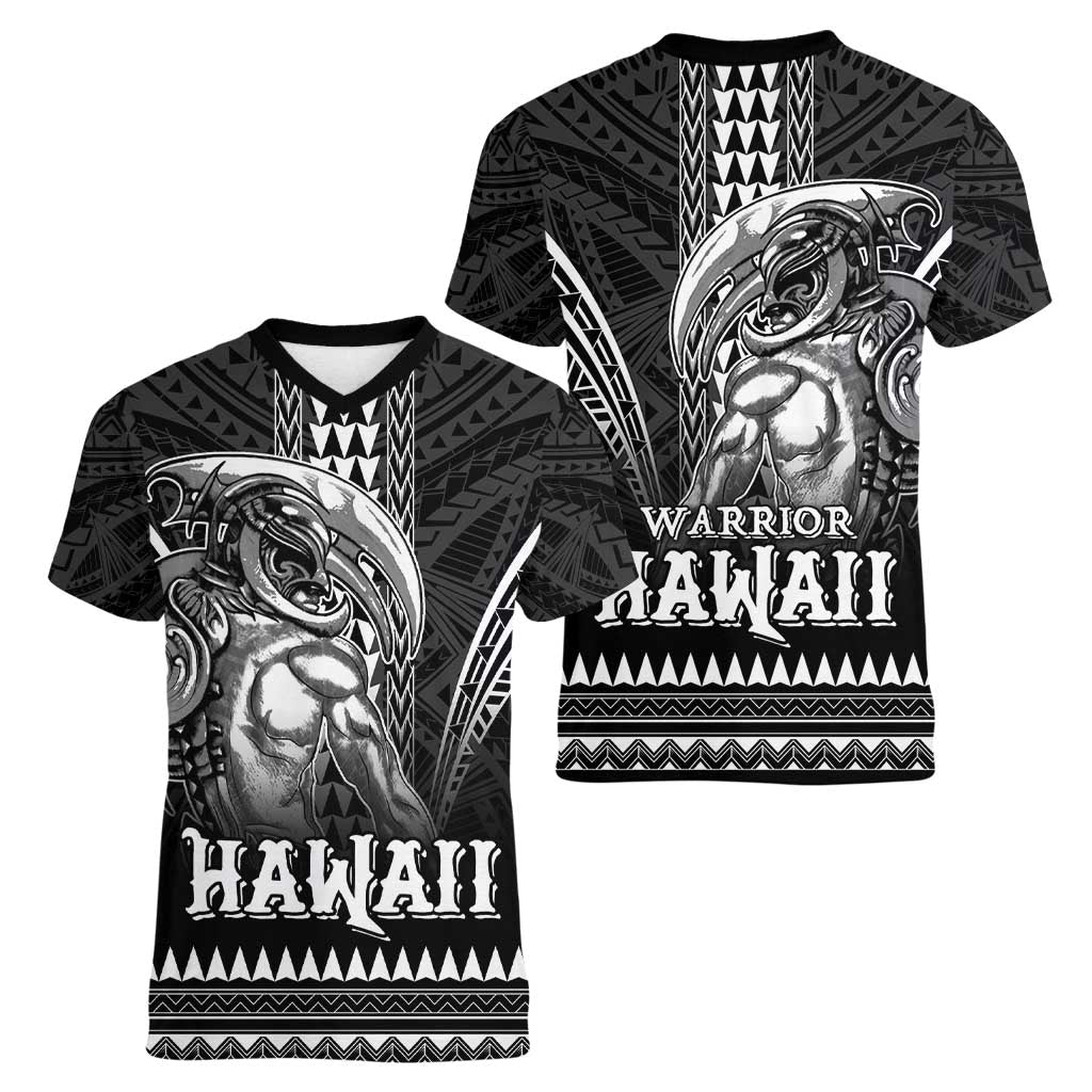 Hawaiian Ikaika Warrior Women V-Neck T-Shirt Tribal Pattern LT05 - Polynesian Pride