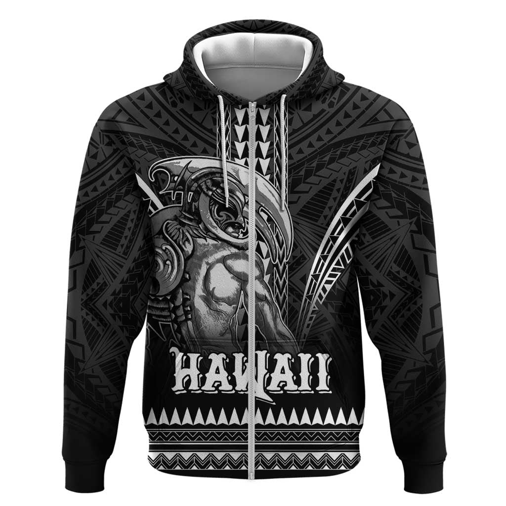 Hawaiian Ikaika Warrior Zip Hoodie Tribal Pattern LT05 Zip Hoodie Black - Polynesian Pride