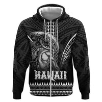 Hawaiian Ikaika Warrior Zip Hoodie Tribal Pattern LT05 Zip Hoodie Black - Polynesian Pride