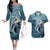 Hawaiian Shark God Kamohoalii Couples Matching Off The Shoulder Long Sleeve Dress and Hawaiian Shirt Polynesian Style LT05 Blue - Polynesian Pride