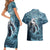 Hawaiian Shark God Kamohoalii Couples Matching Short Sleeve Bodycon Dress and Hawaiian Shirt Polynesian Style LT05 - Polynesian Pride