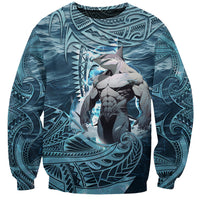 Hawaiian Shark God Kamohoalii Sweatshirt Polynesian Style LT05 Unisex Blue - Polynesian Pride