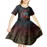 Hawaiian Demigod Maui Kid Short Sleeve Dress Polynesian Mythology LT05 - Polynesian Pride