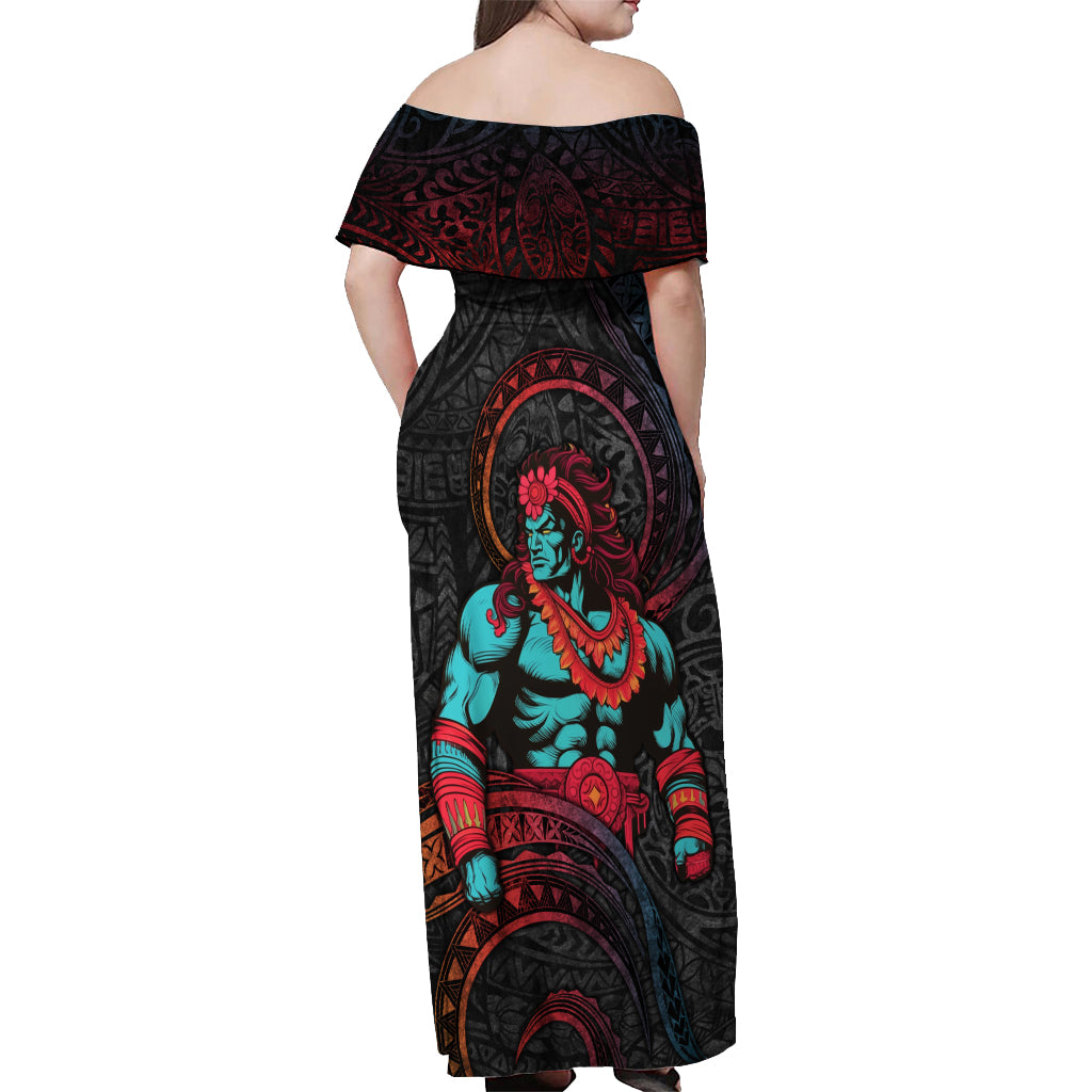 Hawaiian Demigod Maui Off Shoulder Maxi Dress Polynesian Mythology LT05 - Polynesian Pride